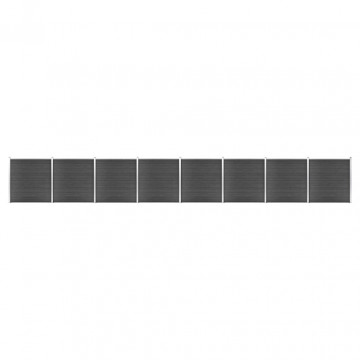Set de panouri de gard, negru, 1391x186 cm, WPC - Img 1