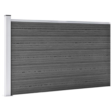 Set de panouri de gard, negru, 699 x 105 cm, WPC - Img 4