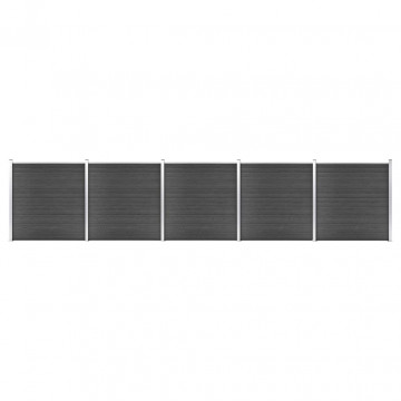 Set de panouri de gard ,WPC , 872x186 cm, negru - Img 1