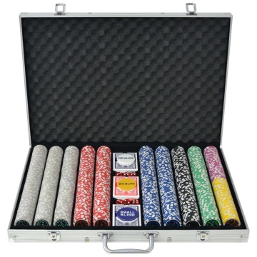 Set de poker cu 1000 de jetoane cu laser din aluminiu - Img 1