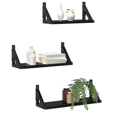 Set de Rafturi pentru Perete din Stejar Negru din Lemn Tehnic - Img 3