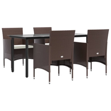 Set de servit masa pentru grădină, 5 piese, maro și negru - Img 3