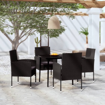 Set de servit masa pentru grădină, 5 piese, negru - Img 1