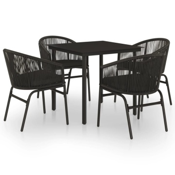 Set de servit masa pentru grădină, 5 piese, negru - Img 2