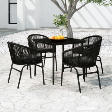 Set de servit masa pentru grădină, 5 piese, negru - Img 1