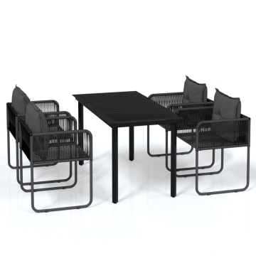 Set de servit masa pentru grădină, 5 piese, negru - Img 2