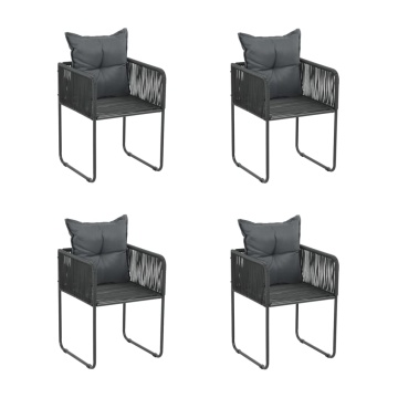 Set de servit masa pentru grădină, 5 piese, negru - Img 4