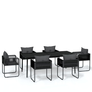 Set de servit masa pentru grădină, 7 piese, negru - Img 2
