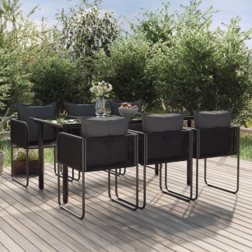 Set de servit masa pentru grădină, 7 piese, negru - Img 1