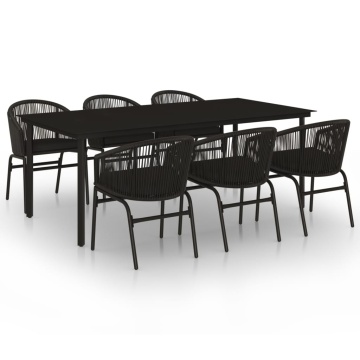 Set de servit masa pentru grădină, 7 piese, negru - Img 2