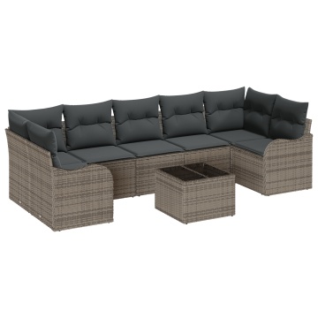 Set de Sofa pentru Grădină cu Perne Gri Poliratan, Sofa pentru Grădină cu 2 Locuri cu Perne Gri Poliratan - Img 2