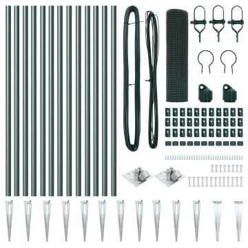 Set de Stâlpi de Gard Set de 2 Verde Metal 25 x 0.5 m Rezistent - Img 4