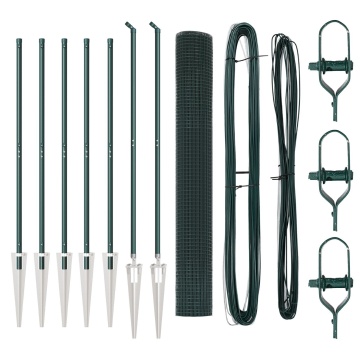 Set de stâlpi de gard Set de 2 Verde Metal acoperit cu PVC - Img 2