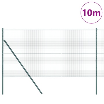 Set de stâlpi pentru gard Set de 2 Verde Plasă metalică 10 x 1 m - Img 3