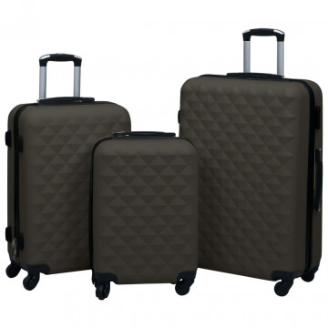 Set de valize cu carcasă rigidă, 3 piese, antracit, ABS - Img 1