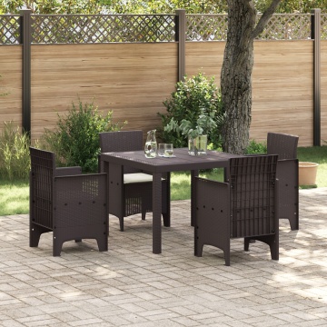 Set dining grădină cu perne maro poli ratan - Img 1