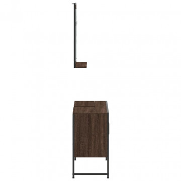 Set dulapuri de baie, 2 piese, stejar maro, lemn prelucrat - Img 6