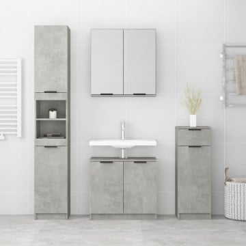 Set dulapuri de baie, 4 piese, gri beton, lemn prelucrat - Img 3