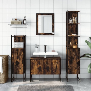 Set dulapuri de baie, 4 piese, stejar afumat, lemn prelucrat - Img 3