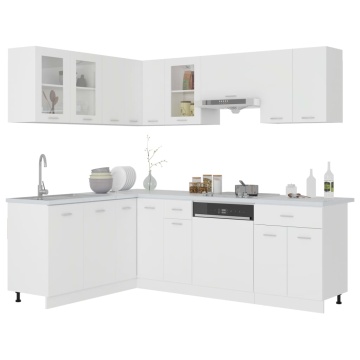 Set dulapuri de bucătărie, 11 piese, alb, PAL - Img 2