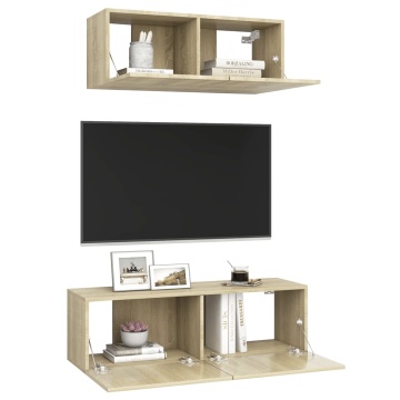 Set dulapuri TV, 2 piese, stejar sonoma, lemn prelucrat - Img 3