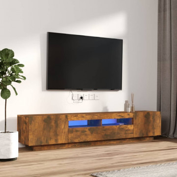 Set dulapuri TV cu LED, 2 piese, stejar fumuriu, lemn prelucrat - Img 1