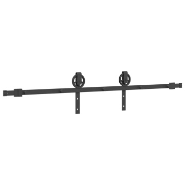 Set feronerie pentru ușă glisantă, negru, 183 cm, oțel - Img 6