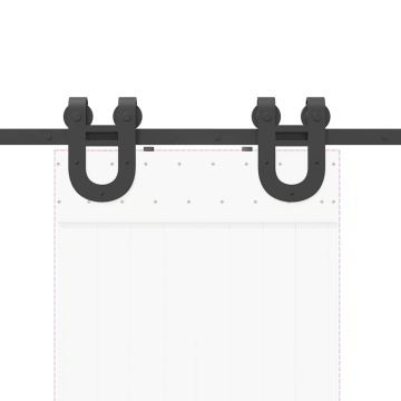Set feronerie pentru ușă glisantă, negru, 183 cm, oțel - Img 7