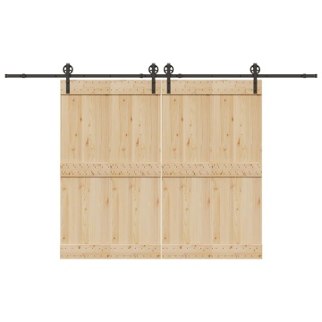 Set feronerie pentru ușă glisantă, negru, 183 cm, oțel - Img 1