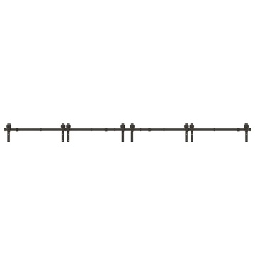 Set feronerie pentru ușă glisantă, negru, 183 cm, oțel - Img 5