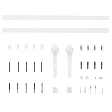 Set feronerie pentru uși glisante, alb, 183 cm, oțel - Img 4