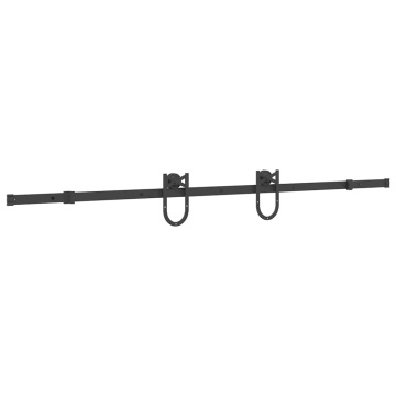 Set feronerie pentru uși glisante, negru, 200 cm, oțel - Img 4