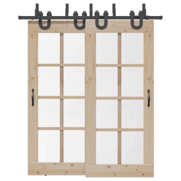 Set feronerie pentru uși glisante, negru, 200 cm, oțel - Img 1