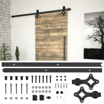 Set feronerie pentru uși glisante SKIEN, negru, 183 cm, oțel - Img 1