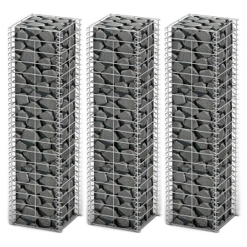 Set gabioane, 3 buc, sârmă galvanizată, 25 x 25 x 100 cm - Img 1