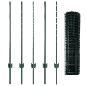 Set Gard de Grădină Set de 2 Verde Oțel Acoperit cu PVC 10 x 1 m - Img 2