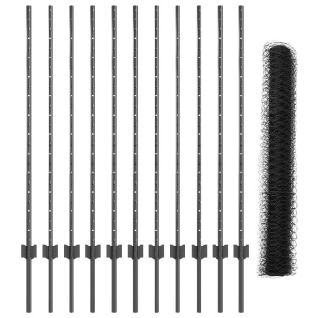 Set Împrejmuire Grădină Metalică Set de 2 Gri, Negru Metal - Img 2