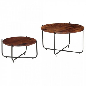 Set masă de cafea, 2 piese, lemn masiv de sheesham, 60 x 35 cm - Img 2