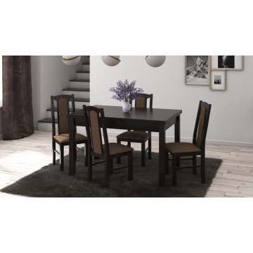 Set masa extensibila 120x150cm cu 4 scaune tapitate, mb-13 max5 si s-37 boss7 w15, wenge, lemn masiv, stofa - Img 1