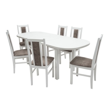 Set masa extensibila 160x200 cm mb-12 (venus 1) bialy cu 6 scaune s-38 b (boss 14) cod 25b 2 cut - Img 4