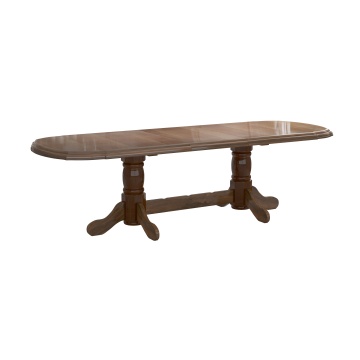 Set masa extensibila jork 200x250 cm, lemn masiv nuc, cu 10 scaune tapitate stofa maro, s-37 O15 - Img 3