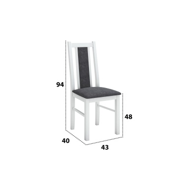 Set masa extensibila jork 250-300x100 cm, lemn masiv alb, cu 12 scaune tapitate stofa gri, s-38 B24B - Img 5