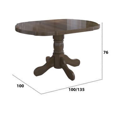 Set masa extensibila Kan 100x135 cm, lemn masiv, culoare nuc, blat din mdf cu 4 scaune tapitate S-37 Boss7 o2, stofa - Img 6