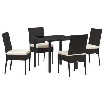Set Masă Grădină 5 Piese Negru Poliratan - Img 2