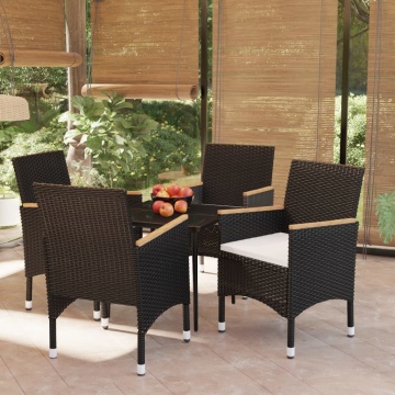 Set masă pentru grădină, 5 piese, cu perne, negru - Img 1