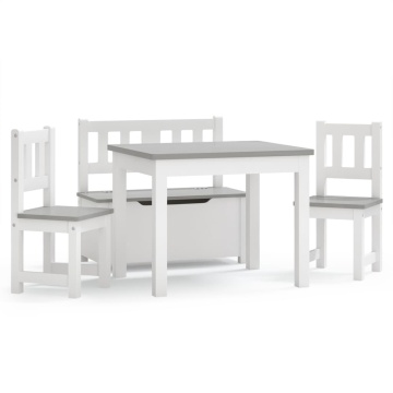 Set masă&scaune pentru copii, 4 piese, alb și gri, MDF - Img 2