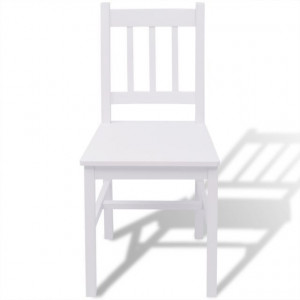 Set masă și scaune din lemn de pin, 7 piese, alb - Img 5