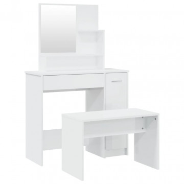 Set măsuță de toaletă, alb extralucios, 86,5x35x136 cm - Img 2
