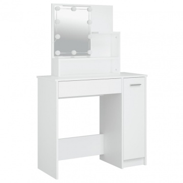 Set măsuță de toaletă cu LED, alb, lemn prelucrat - Img 7