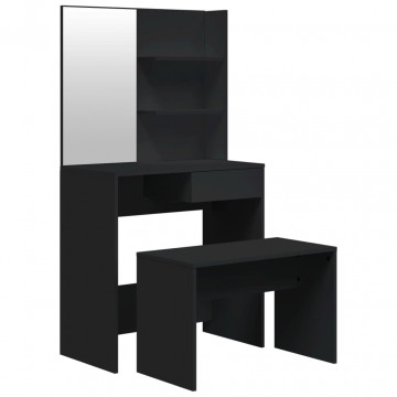 Set măsuță de toaletă, negru, 74,5x40x141 cm - Img 2